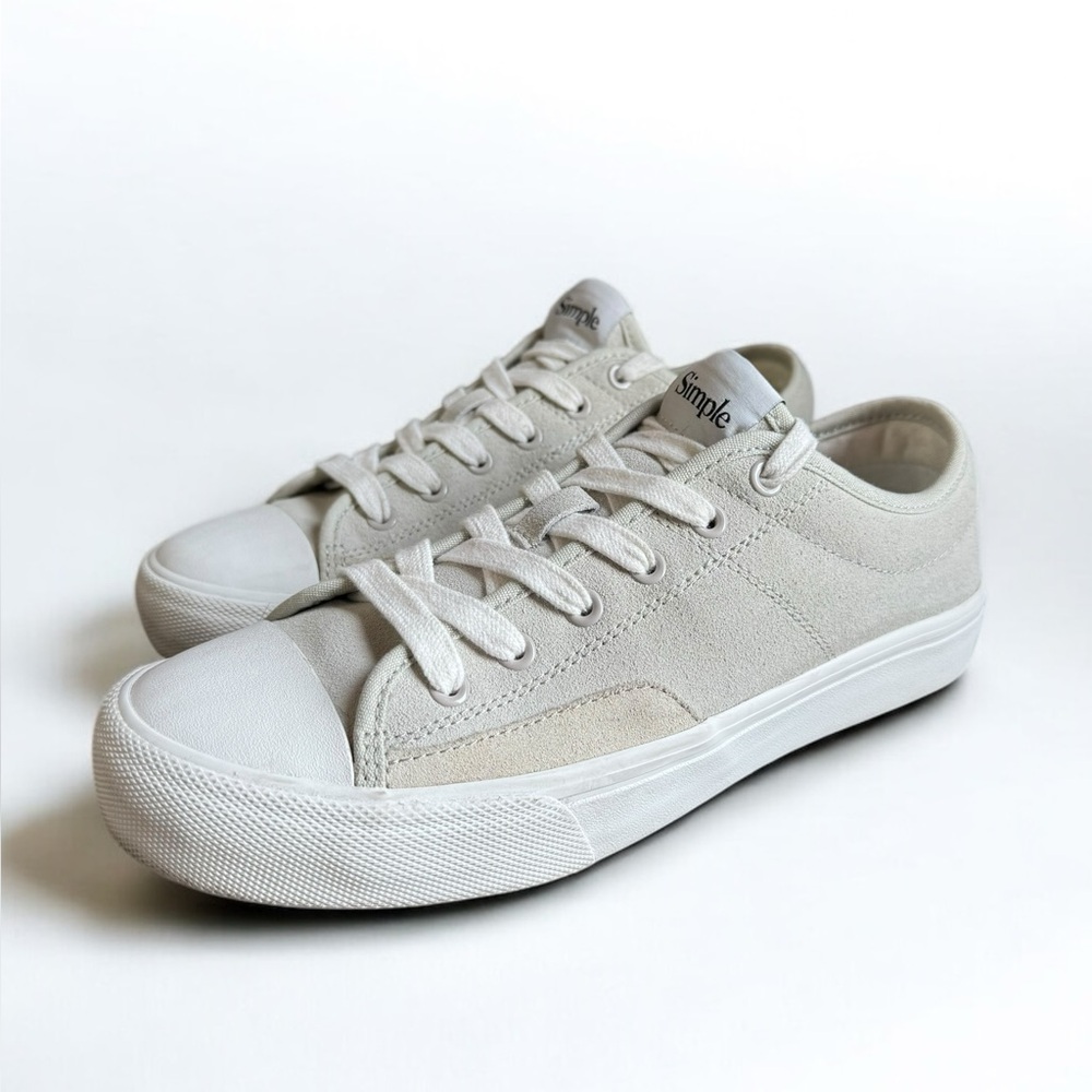 Simple Brand suede low top white cap sneaker size 9.5 woman’s